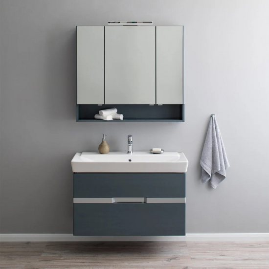 Зеркало-шкаф AQUANET Виго 100 сине-серый