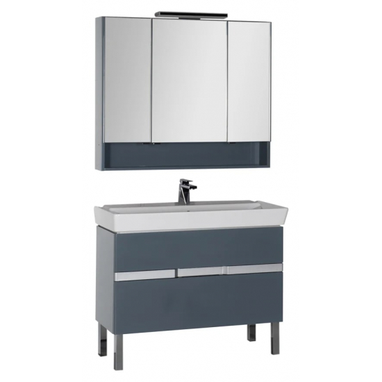 Зеркало-шкаф AQUANET Виго 100 сине-серый