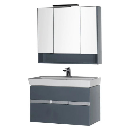 Зеркало-шкаф AQUANET Виго 100 сине-серый