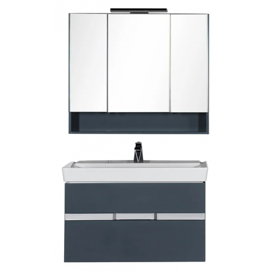 Зеркало-шкаф AQUANET Виго 100 сине-серый