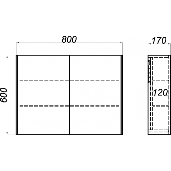 Зеркало-шкаф AQWELLA 5 stars Mobi 80 бетон светлый