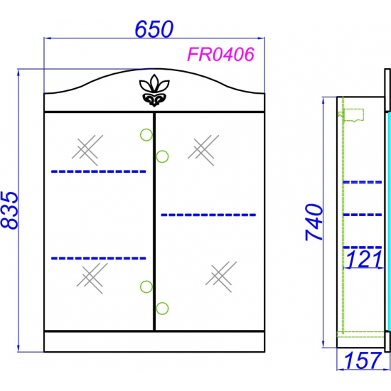 Зеркало-шкаф AQWELLA Franchesca 65