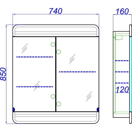 Зеркало-шкаф AQWELLA Корсика 75