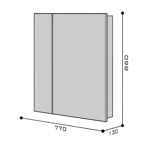 Зеркало-шкаф AURA Флай 77-1 (эко) белый