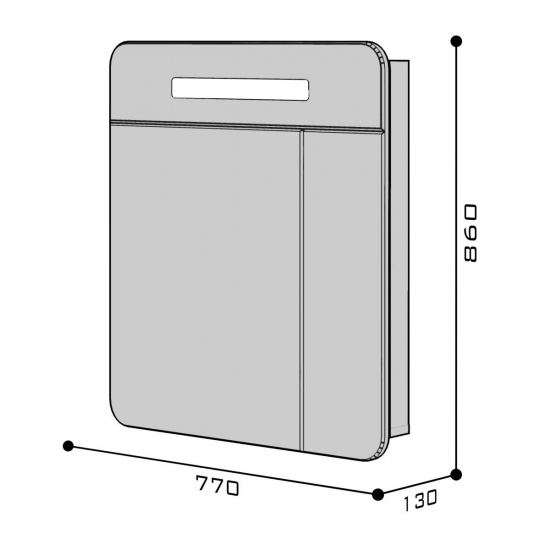 Зеркало-шкаф AURA Флай 77-2 овал белый