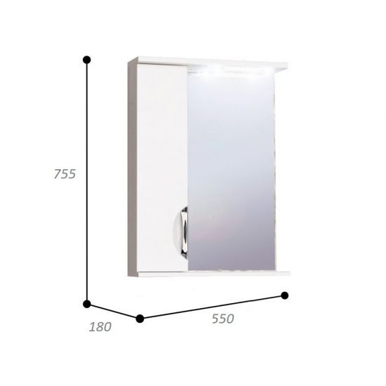 Зеркало-шкаф AURA Люкс 55 левое белый