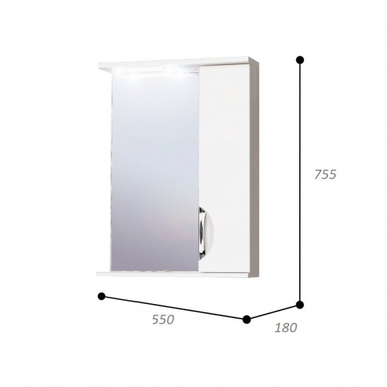 Зеркало-шкаф AURA Люкс 55 правое белый