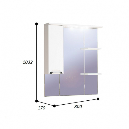Зеркало-шкаф AURA Люкс 80 левое белый