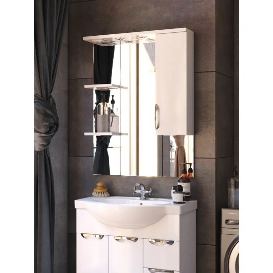 Зеркало-шкаф AURA Люкс 80 правое белый