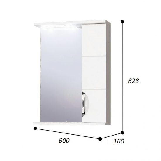 Зеркало-шкаф AURA Техно 60 правое белый