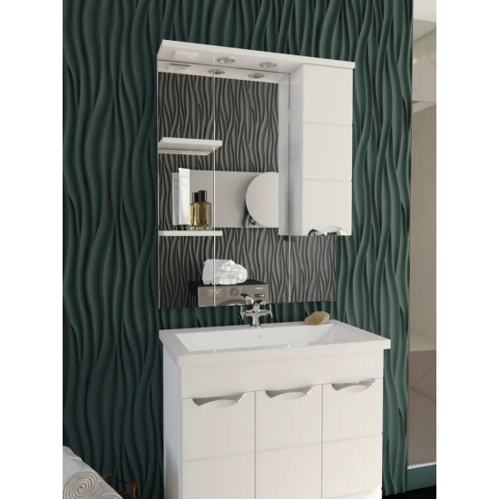 Зеркало-шкаф AURA Техно 80 правое белый