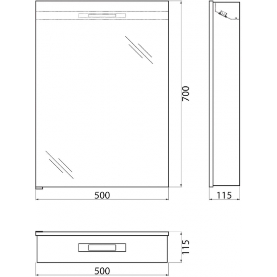 Зеркало-шкаф BELBAGNO SPC-1A-DL-BL-500 с подсветкой