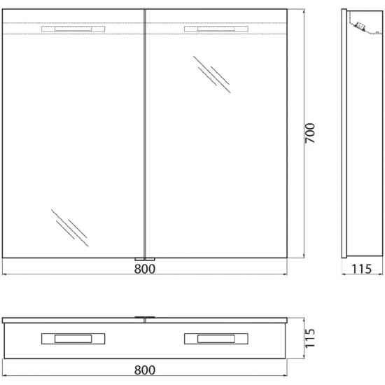 Зеркало-шкаф BELBAGNO SPC-2A-DL-BL-800 с подсветкой