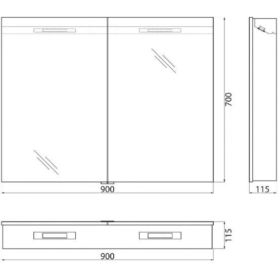 Зеркало-шкаф BELBAGNO SPC-2A-DL-BL-900 с подсветкой