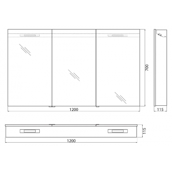 Зеркало-шкаф BELBAGNO SPC-3A-DL-BL-1200