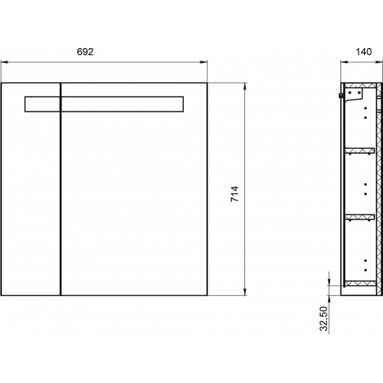 Зеркало-шкаф CERSANIT Melar LS-MEL70-Os 70, с подсветкой