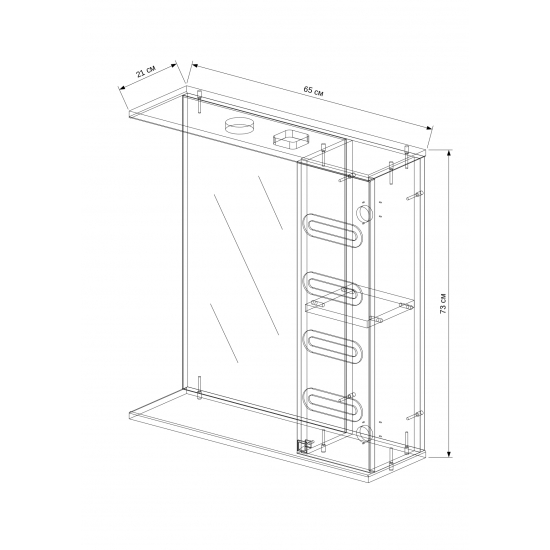 Зеркало-шкаф EVA GOLD Melania 65 правый