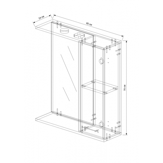 Зеркало-шкаф EVA GOLD Шимо 65 правый