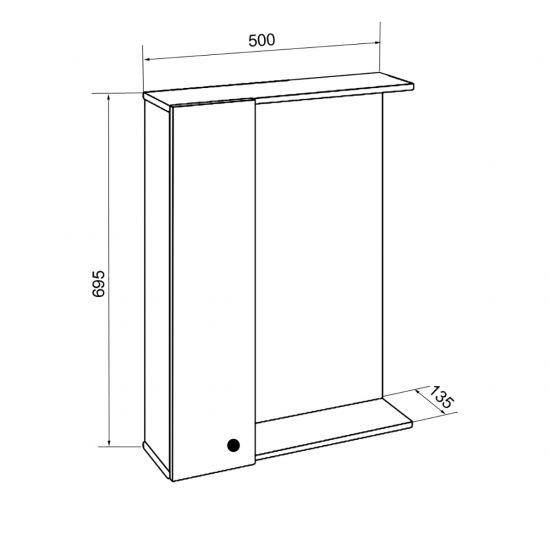 Зеркало-шкаф LORANTO Моника 50 левое, без светильника
