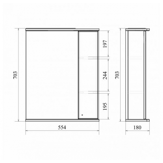 Зеркало-шкаф MIRSANT Фарида 16 с подсветкой 55x70 белый правый