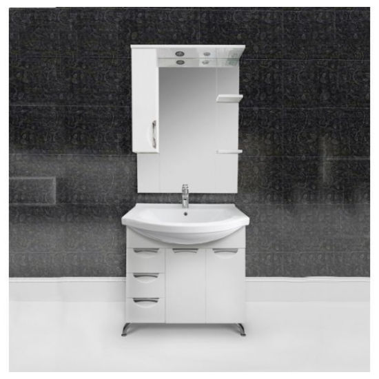 Зеркало-шкаф MIRSANT Камилла 100/2 с подсветкой, с одним ящиком левый