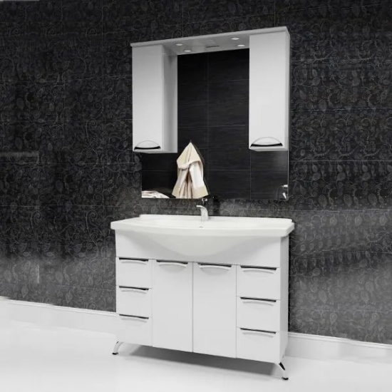 Зеркало-шкаф MIRSANT Камилла 100 с подсветкой, с двумя ящиками