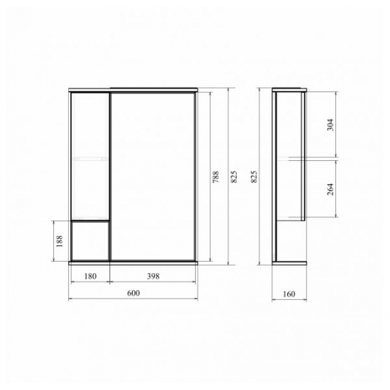 Зеркало-шкаф MIRSANT Камилла 60 с подсветкой белый левый