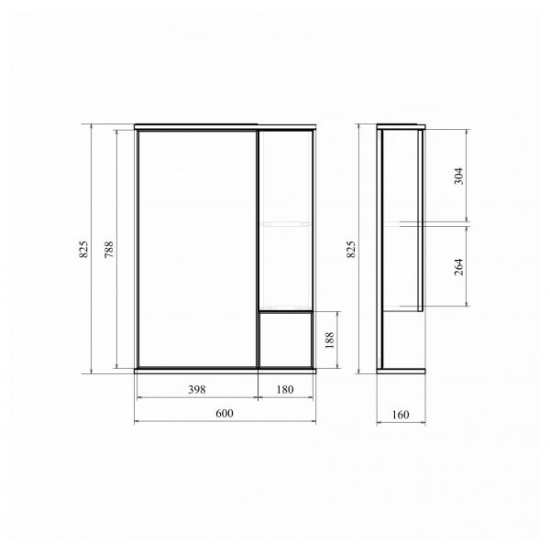 Зеркало-шкаф MIRSANT Камилла 60 с подсветкой белый правый