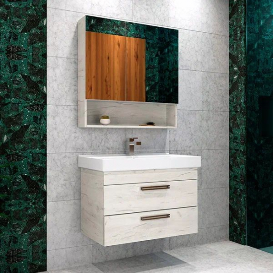 Зеркало-шкаф MIRSANT Мальта 80 дуб белый