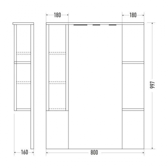 Зеркало-шкаф MIRSANT Next 80 с подсветкой, с одним ящиком левый