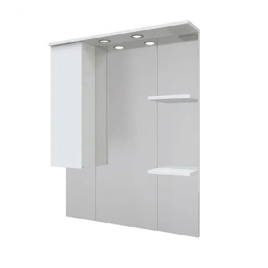 Зеркало-шкаф MIRSANT Next 80 с подсветкой, с одним ящиком левый