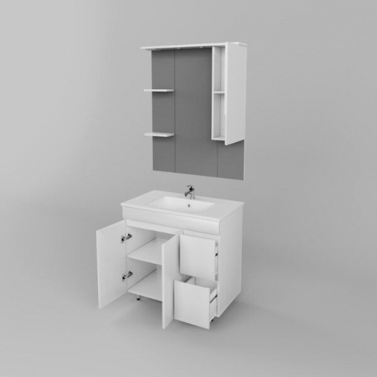 Зеркало-шкаф MIRSANT Next 80 с подсветкой, с одним ящиком правый