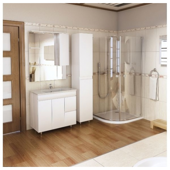 Зеркало-шкаф MIRSANT Next 80 с подсветкой, с одним ящиком правый