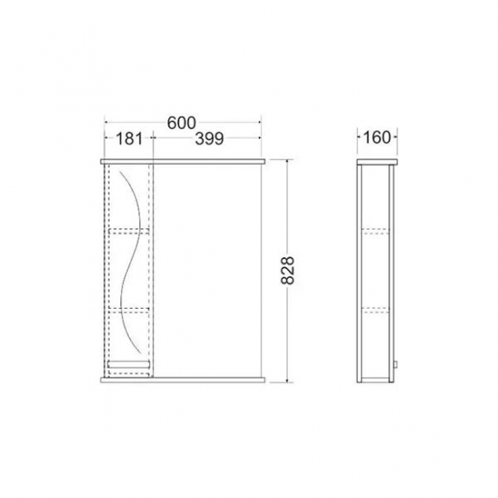 Зеркало-шкаф MIRSANT Сандра 60 с подсветкой белый левый