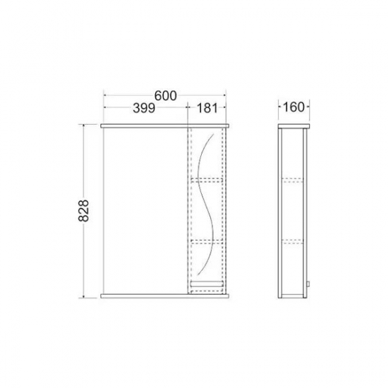 Зеркало-шкаф MIRSANT Сандра 60 с подсветкой белый правый
