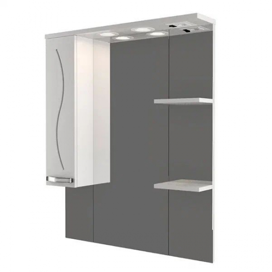 Зеркало-шкаф MIRSANT Сандра 80 с подсветкой белый левый