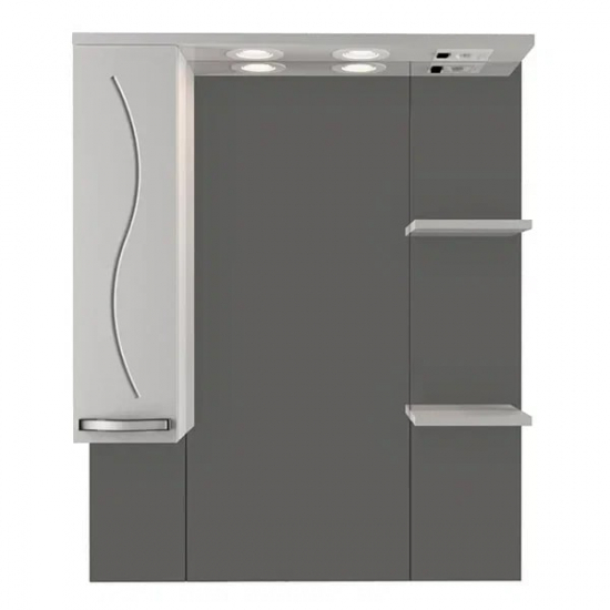 Зеркало-шкаф MIRSANT Сандра 80 с подсветкой белый левый