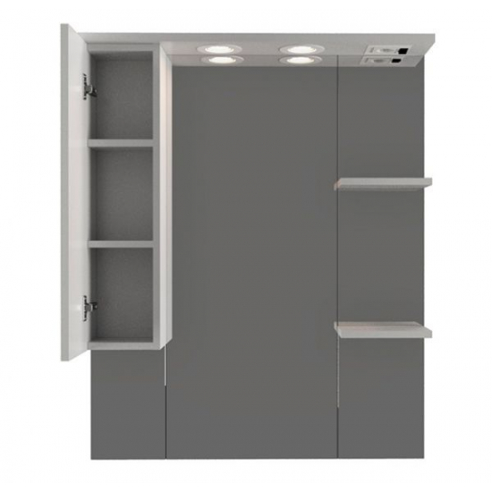 Зеркало-шкаф MIRSANT Сандра 80 с подсветкой белый левый