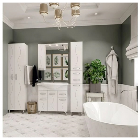 Зеркало-шкаф MIRSANT Сандра 80 с подсветкой белый левый