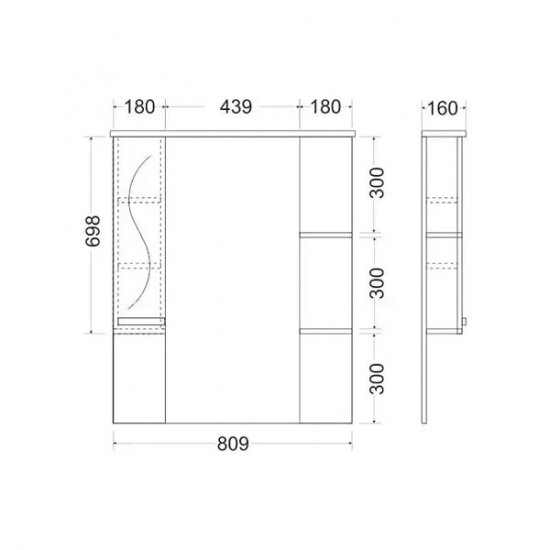 Зеркало-шкаф MIRSANT Сандра 80 с подсветкой белый левый