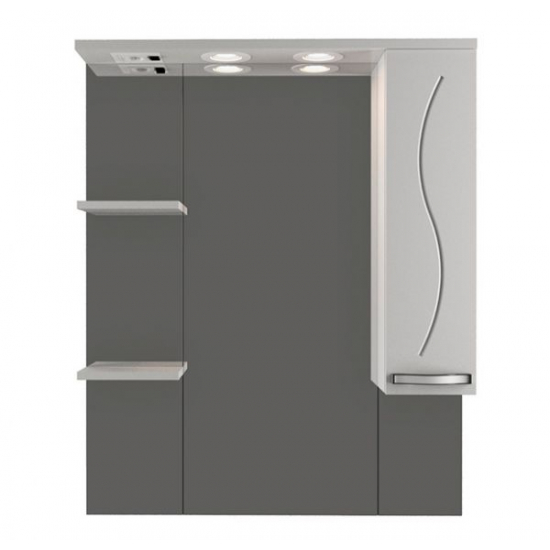 Зеркало-шкаф MIRSANT Сандра 80 с подсветкой белый правый