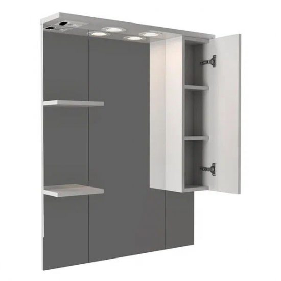 Зеркало-шкаф MIRSANT Сандра 80 с подсветкой белый правый