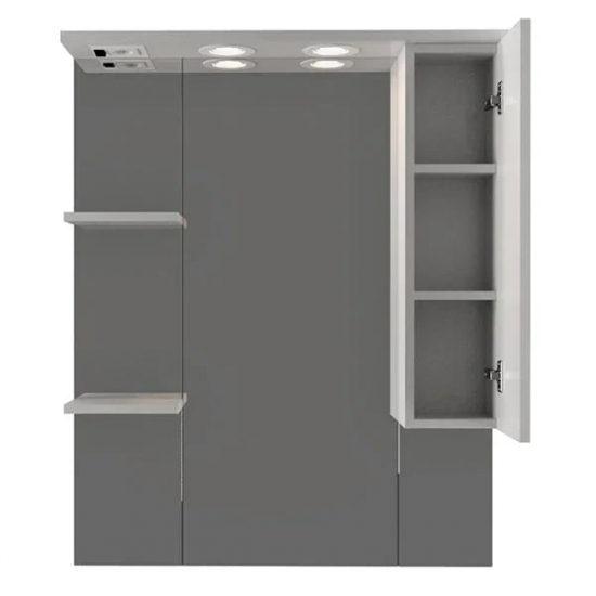 Зеркало-шкаф MIRSANT Сандра 80 с подсветкой белый правый