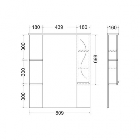 Зеркало-шкаф MIRSANT Сандра 80 с подсветкой белый правый