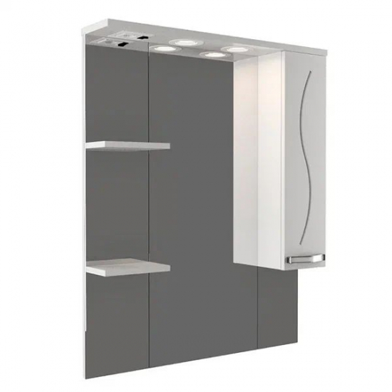 Зеркало-шкаф MIRSANT Сандра 80 с подсветкой белый правый