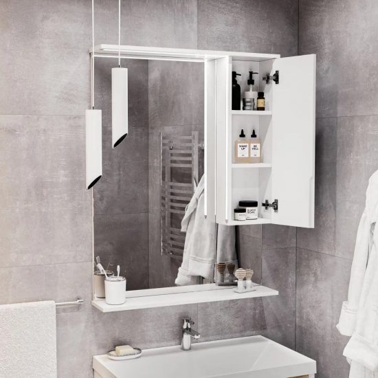 Зеркало-шкаф MIRSANT Soho 60 с LED подсветкой белый правый