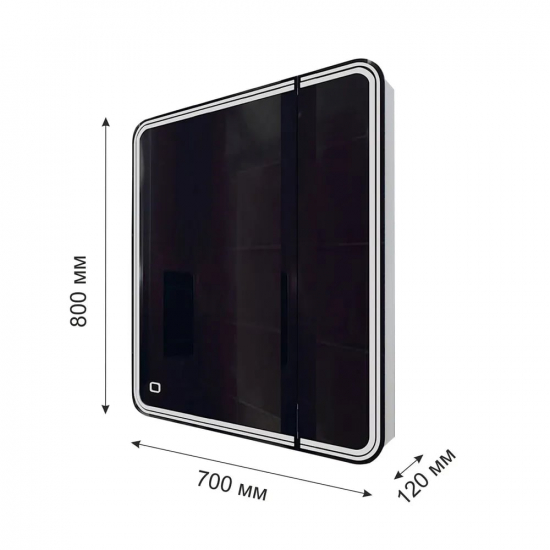 Зеркало-шкаф MIXLINE Адриана 70x80 с подсветкой, сенсорный выключатель левый