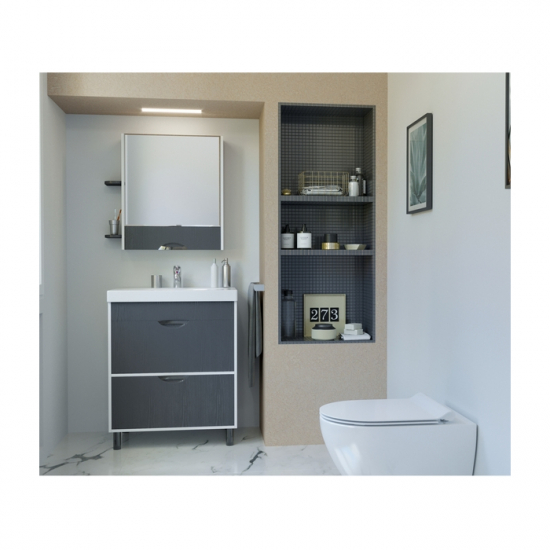 Зеркало-шкаф MIXLINE Байкал-70 без подсветки, с полками (ПВХ)