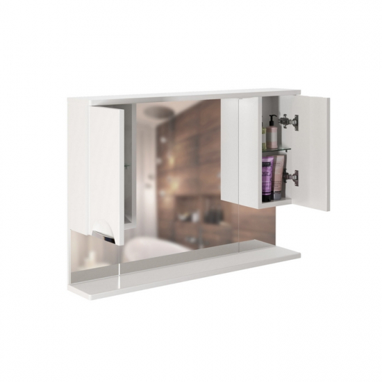 Зеркало-шкаф MIXLINE Этьен-100 универсальный с подсветкой, два шкафчика