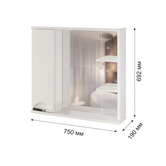 Зеркало-шкаф MIXLINE Этьен-75 левый с подсветкой